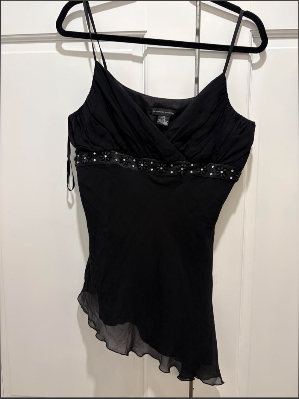 Beaded Silk Black Top Spenser Jeremy